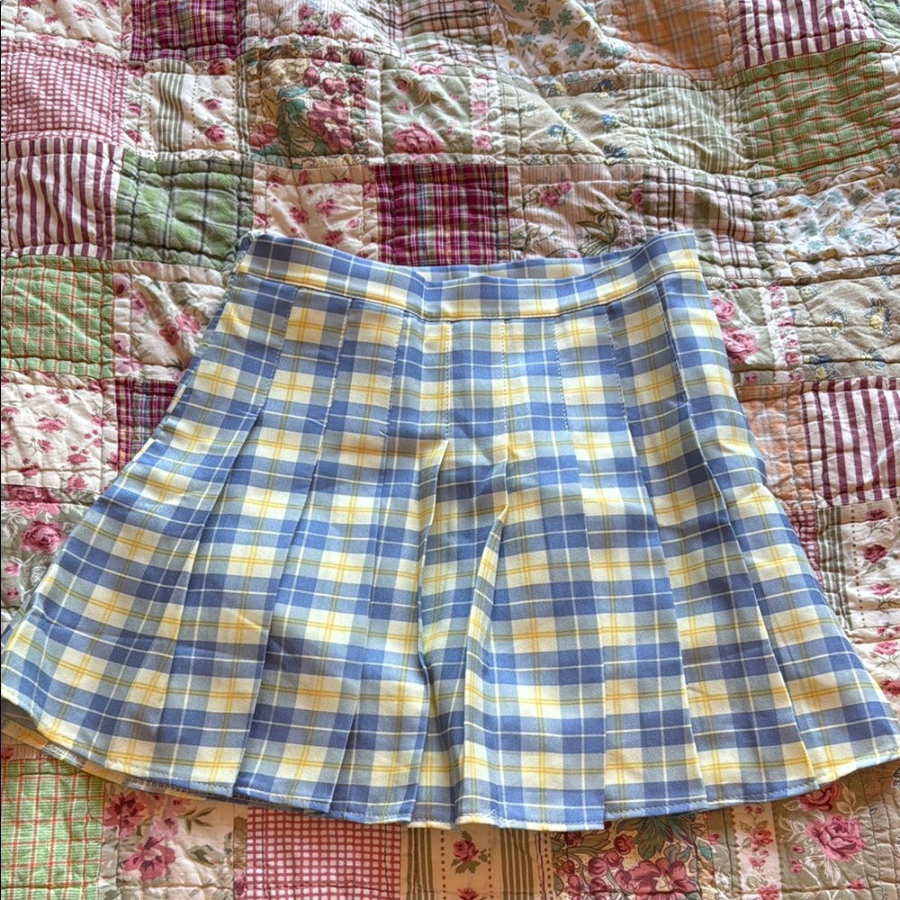 Cider Plaid Blue and Yellow Skirt